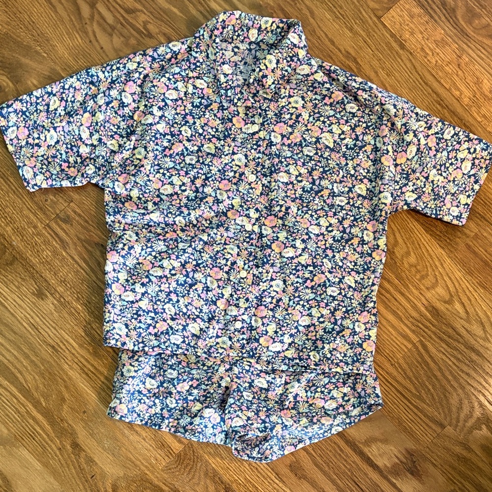 GAP Kids Floral Pajama Set - Blue and Pink